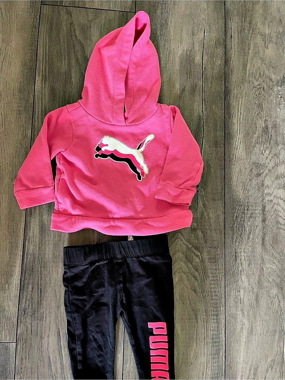 Puma Pink & Black Hoodie Pants Set Size 3-6M Like New